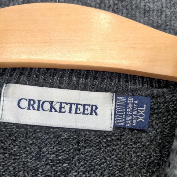 Cricketeer Men's Pullover Hand Framed Sweater Gray XXL 2XL Crew Neck 100% Cotton - Picture 8 of 11